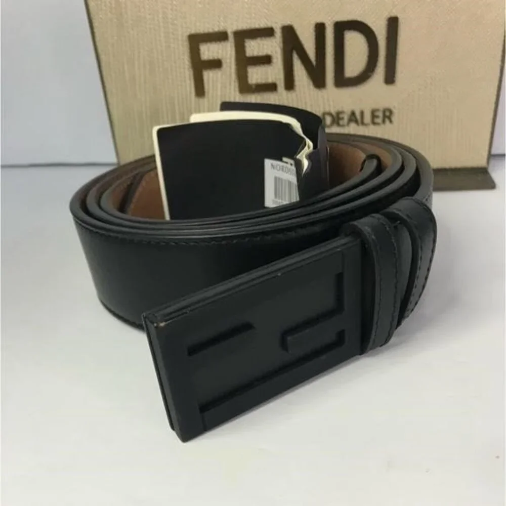 💯 - New Authentic Fendi Baguette FF Logo Buckle Leather Belt